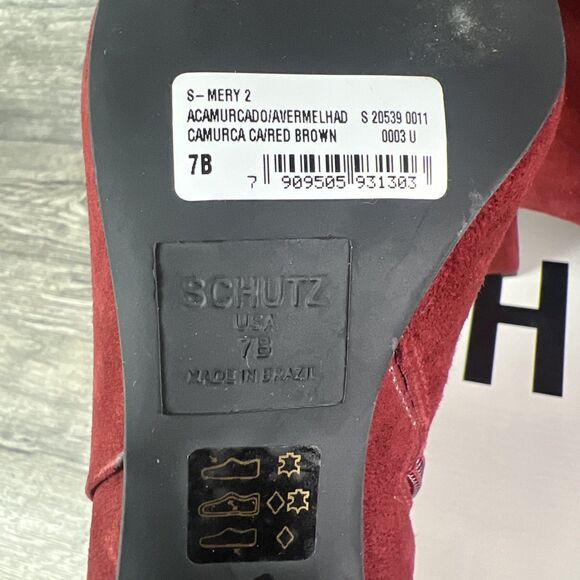 Schutz Asya Suede Boots Red Brown Womens 7B New In Box Designer - Picture 11 of 13